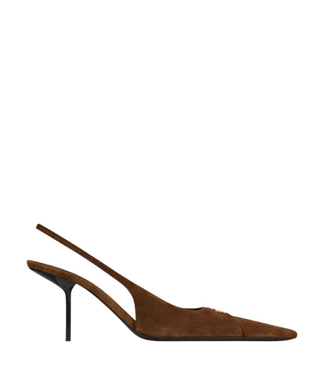 SAINT LAURENT Коричневые замшевые туфли, фото 1