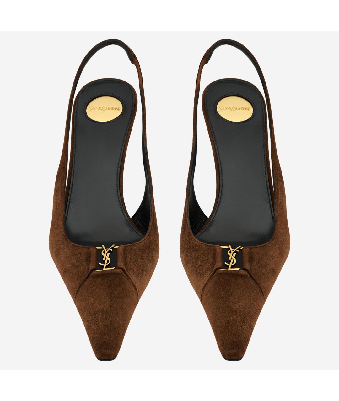 SAINT LAURENT Коричневые замшевые туфли, фото 3