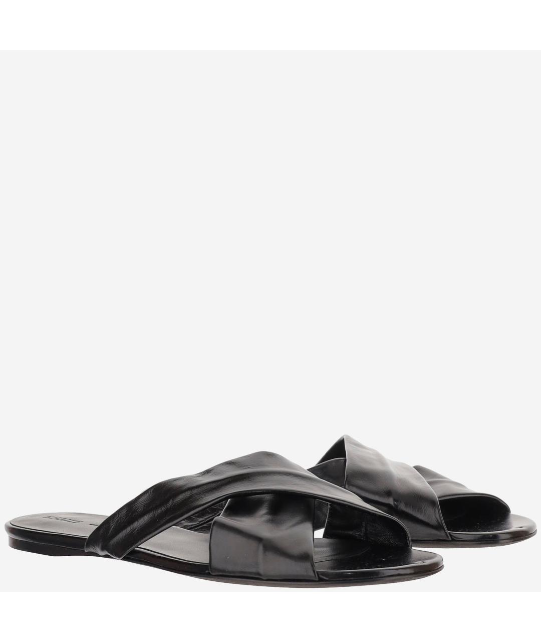 KHAITE Черные кожаные шлепанцы, фото 3