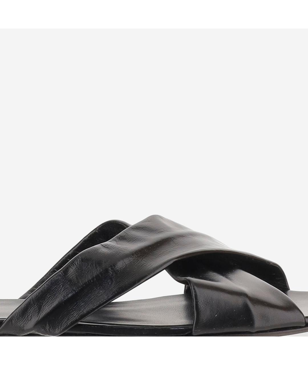 KHAITE Черные кожаные шлепанцы, фото 5