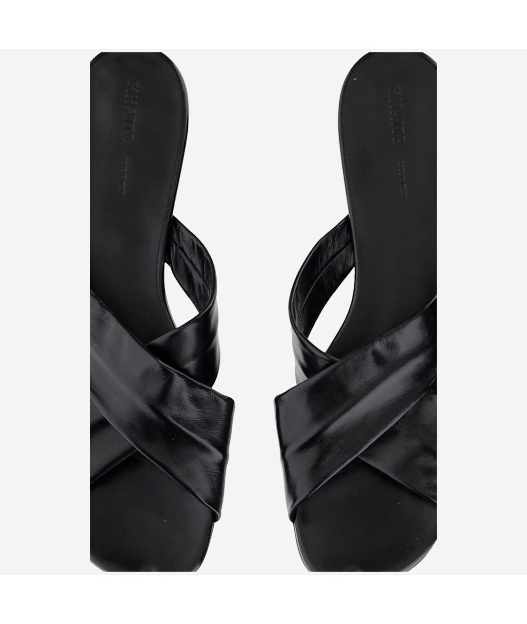 KHAITE Черные кожаные шлепанцы, фото 2