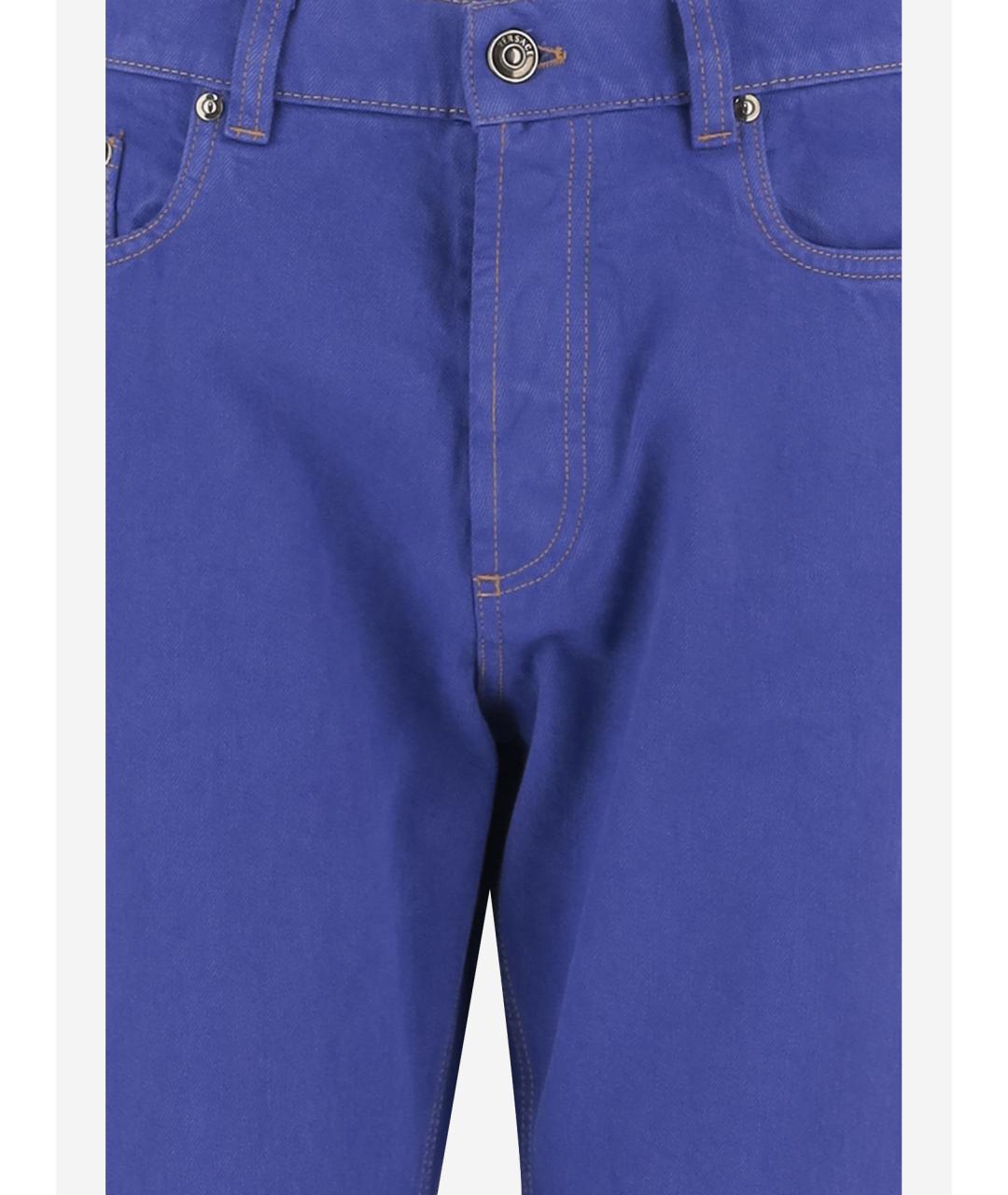 VERSACE Синие хлопковые прямые джинсы, фото 3