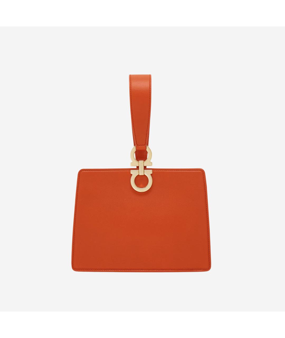 FERRAGAMO Оранжевая кожаная сумка с короткими ручками, фото 5