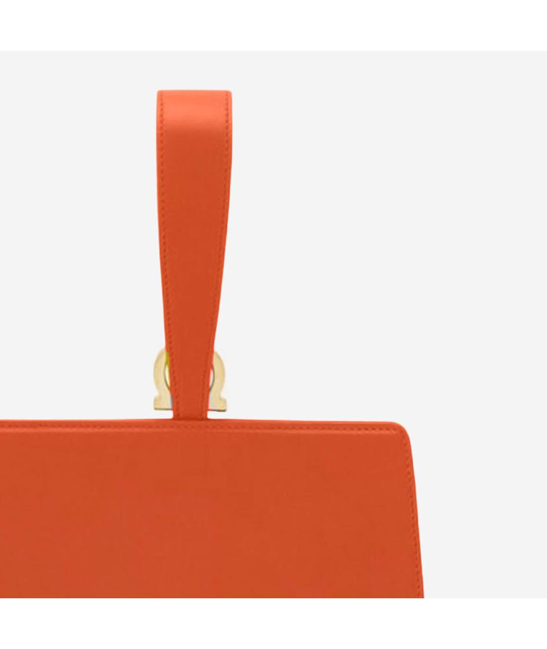FERRAGAMO Оранжевая кожаная сумка с короткими ручками, фото 4