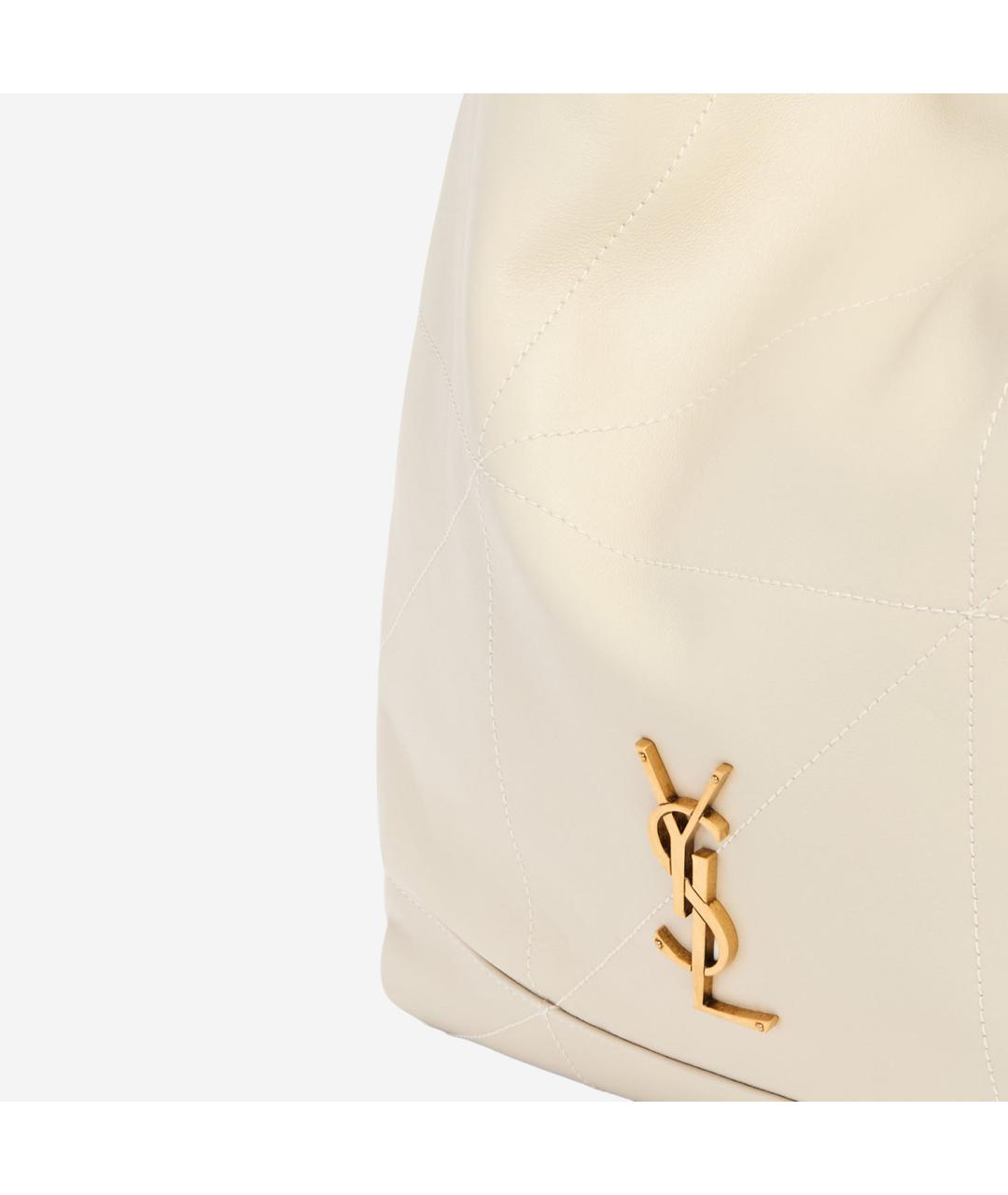 SAINT LAURENT Бежевая кожаная сумка через плечо, фото 4