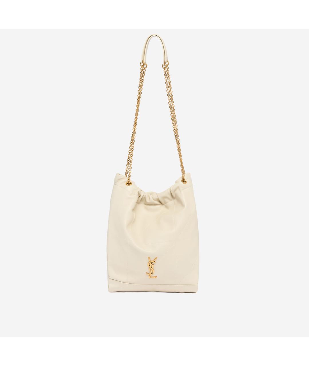 SAINT LAURENT Бежевая кожаная сумка через плечо, фото 5