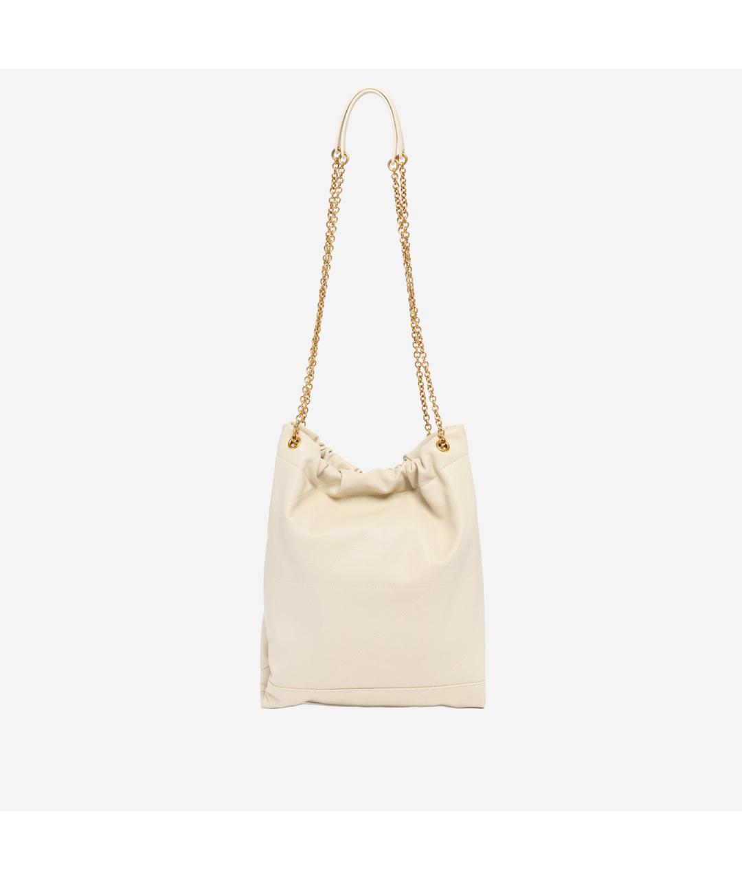 SAINT LAURENT Бежевая кожаная сумка через плечо, фото 3