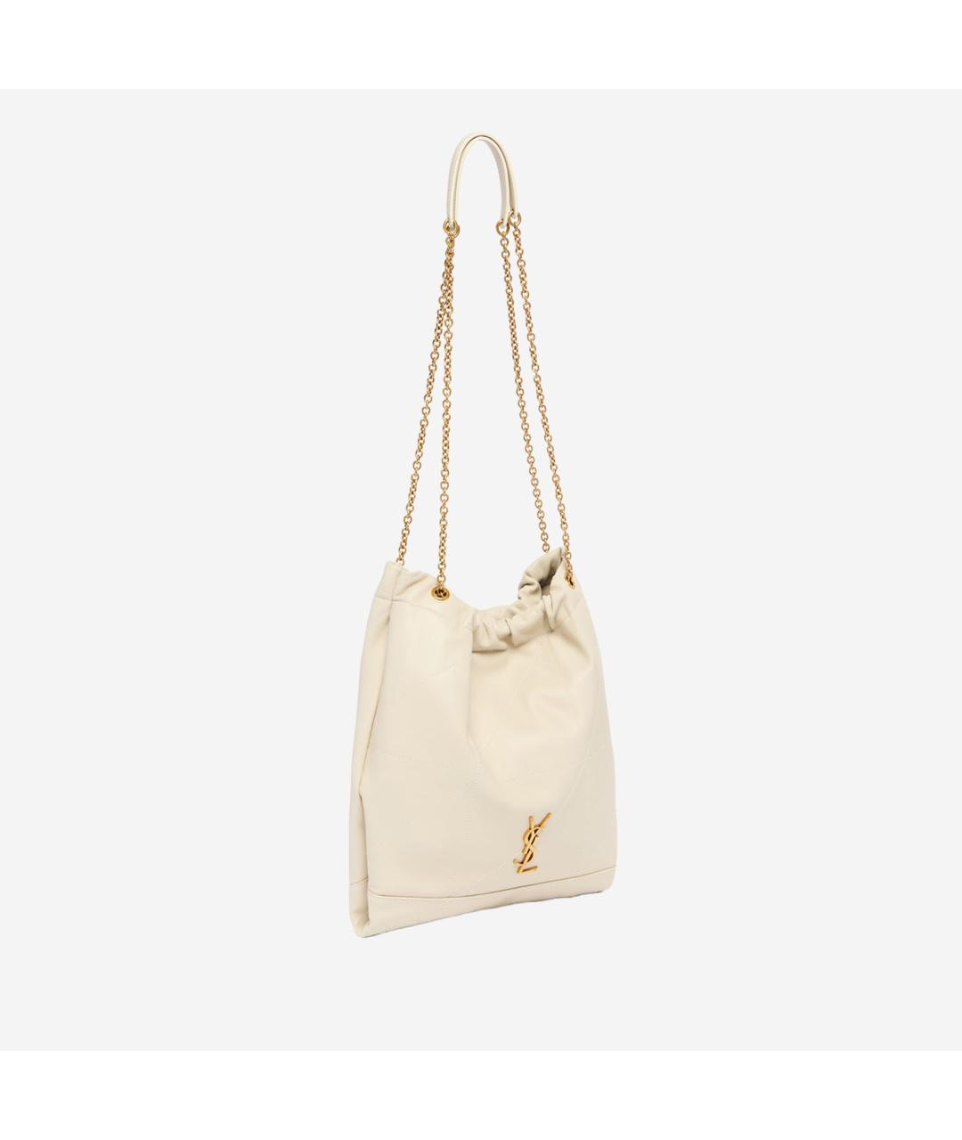 SAINT LAURENT Бежевая кожаная сумка через плечо, фото 2