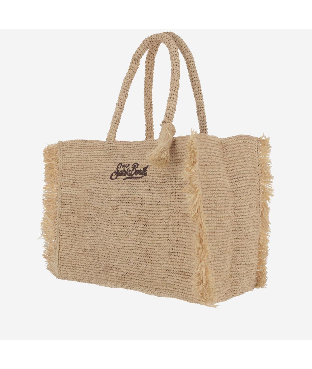 MC2 SAINT BARTH Бежевая пелетеная сумка тоут, фото 2