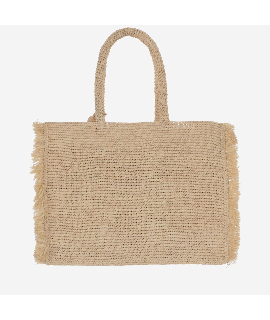 MC2 SAINT BARTH Бежевая пелетеная сумка тоут, фото 3