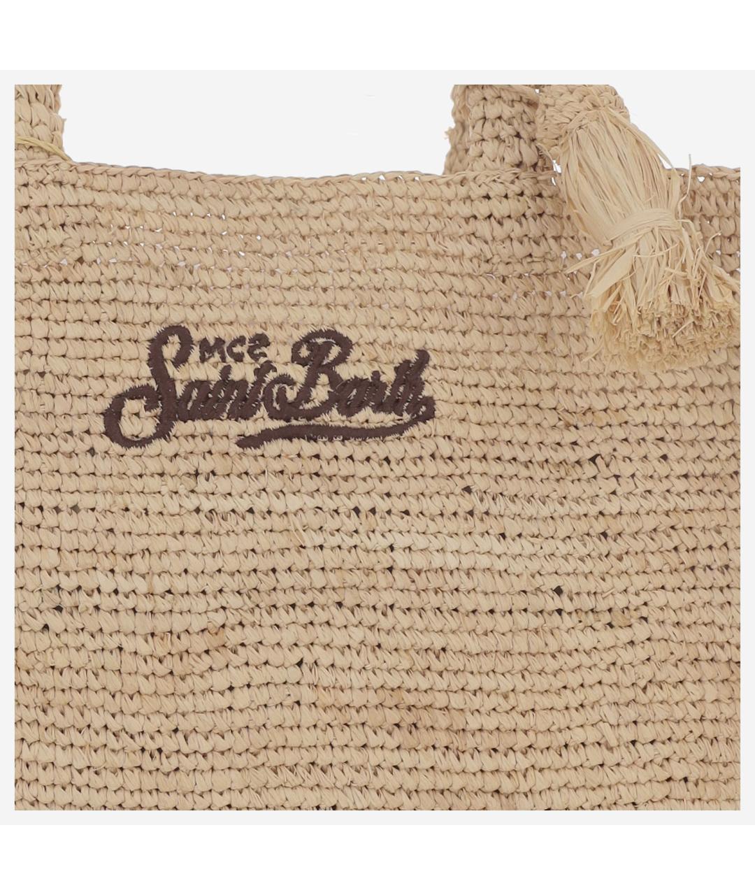 MC2 SAINT BARTH Бежевая пелетеная сумка тоут, фото 4