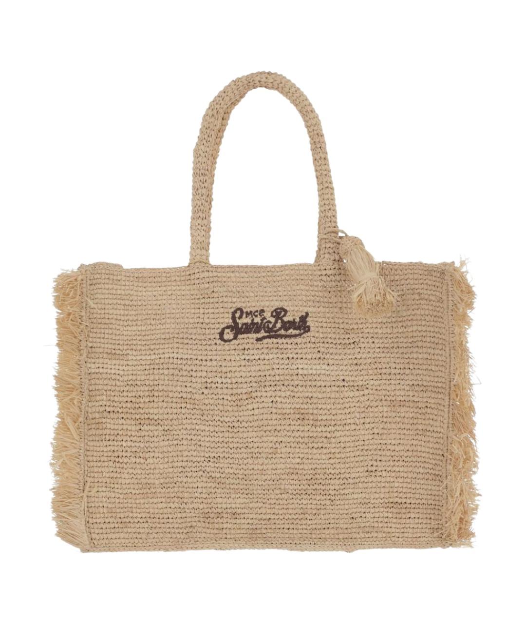 MC2 SAINT BARTH Бежевая пелетеная сумка тоут, фото 1