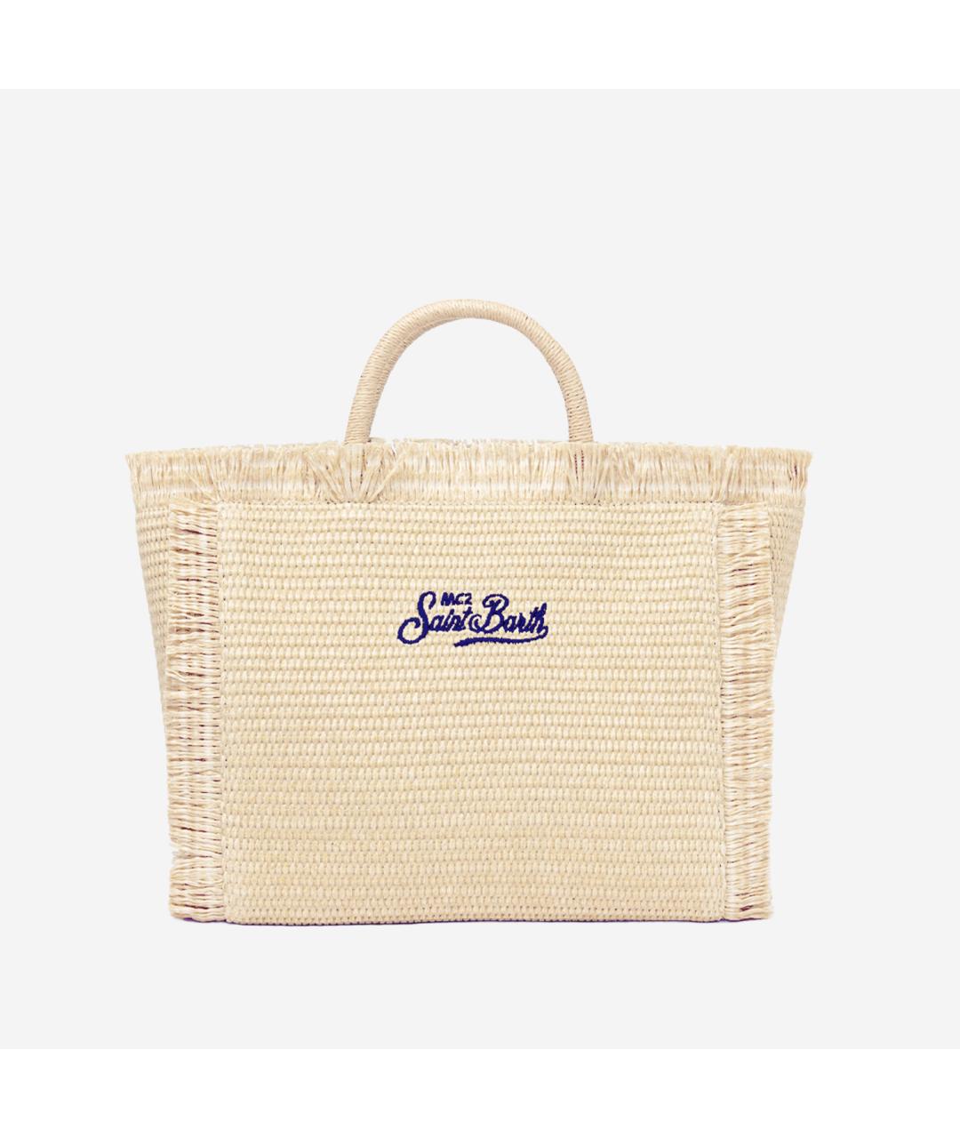 MC2 SAINT BARTH Бежевая пелетеная сумка тоут, фото 3