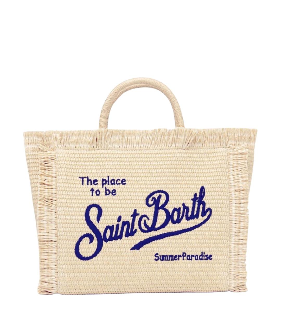 MC2 SAINT BARTH Бежевая пелетеная сумка тоут, фото 1