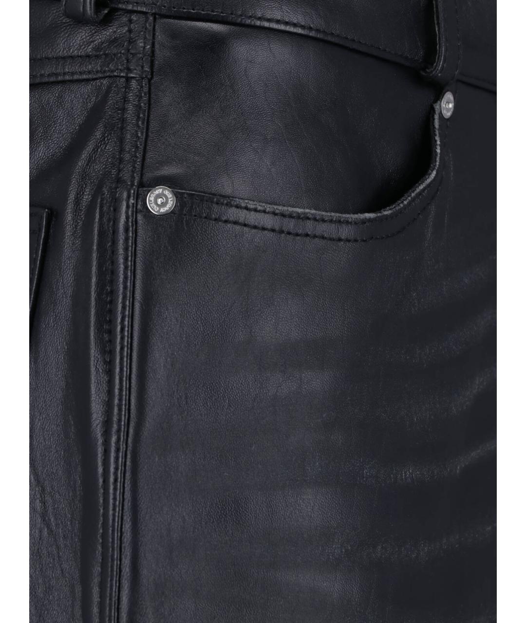 OUR LEGACY Черные кожаные повседневные брюки, фото 4