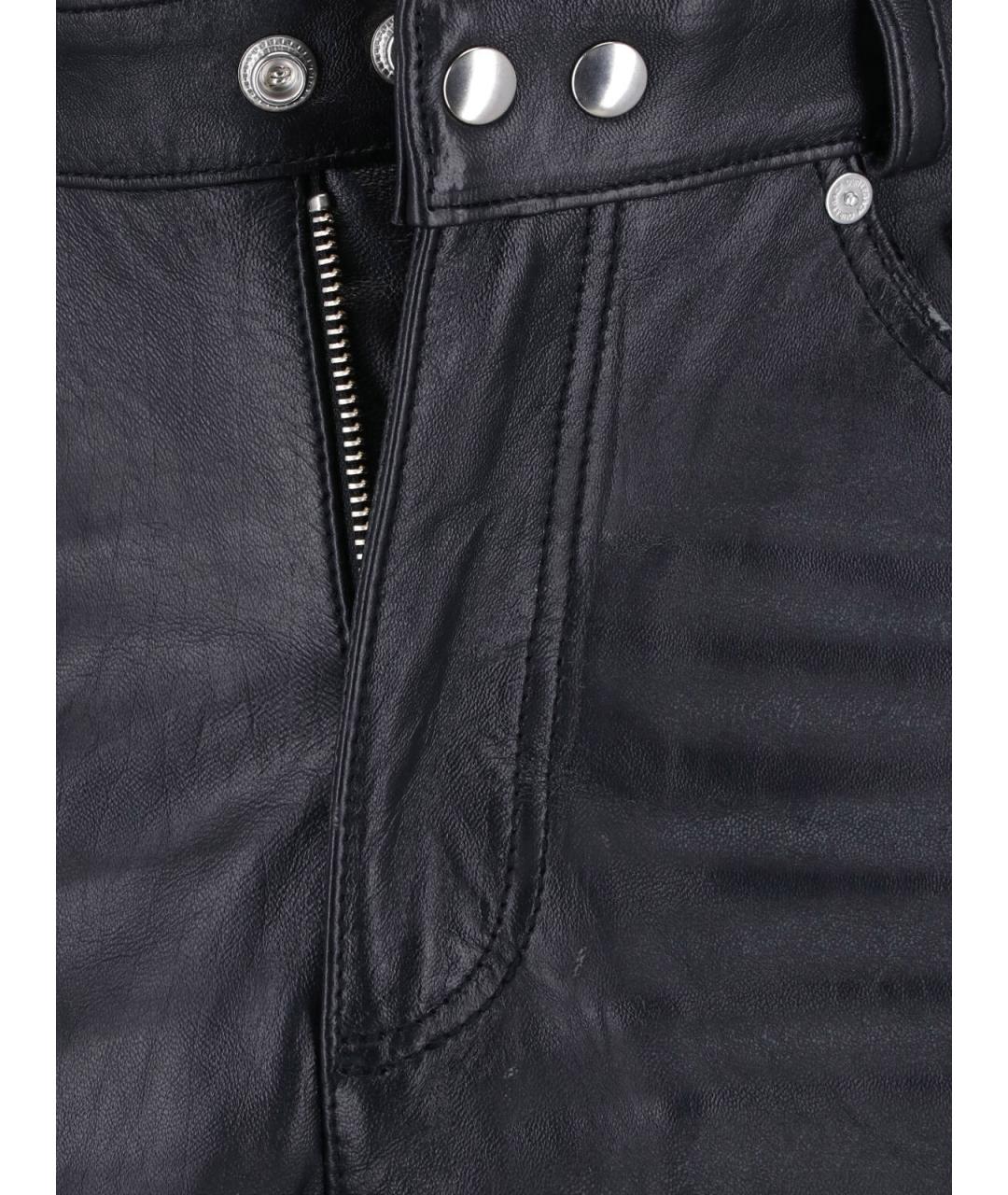 OUR LEGACY Черные кожаные повседневные брюки, фото 5