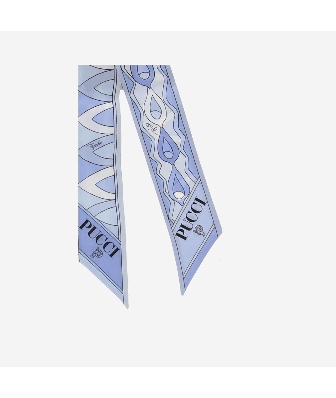 EMILIO PUCCI Голубой шелковый шарф, фото 2
