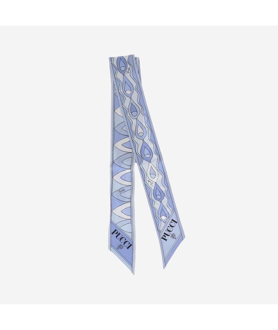 EMILIO PUCCI Голубой шелковый шарф, фото 3