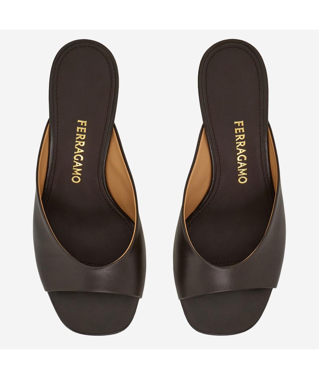 FERRAGAMO Коричневые кожаные мюли, фото 2