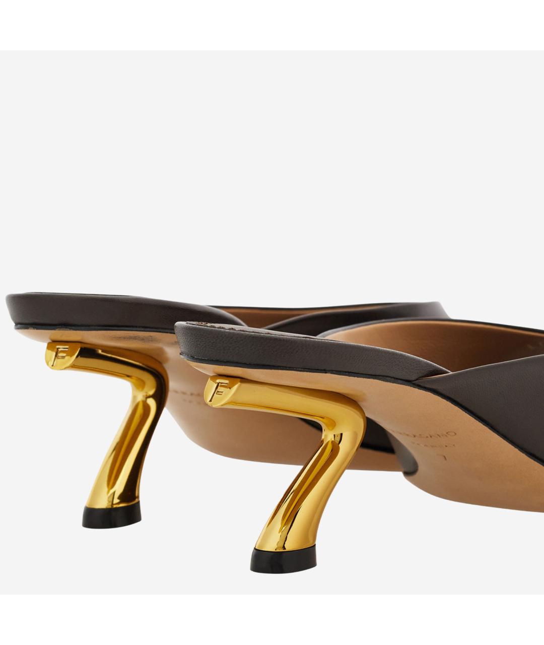 FERRAGAMO Коричневые кожаные мюли, фото 5