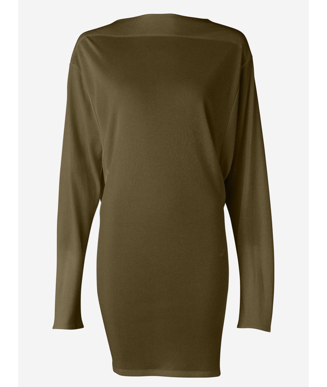 JACQUEMUS Хаки вискозное коктейльное платье, фото 4