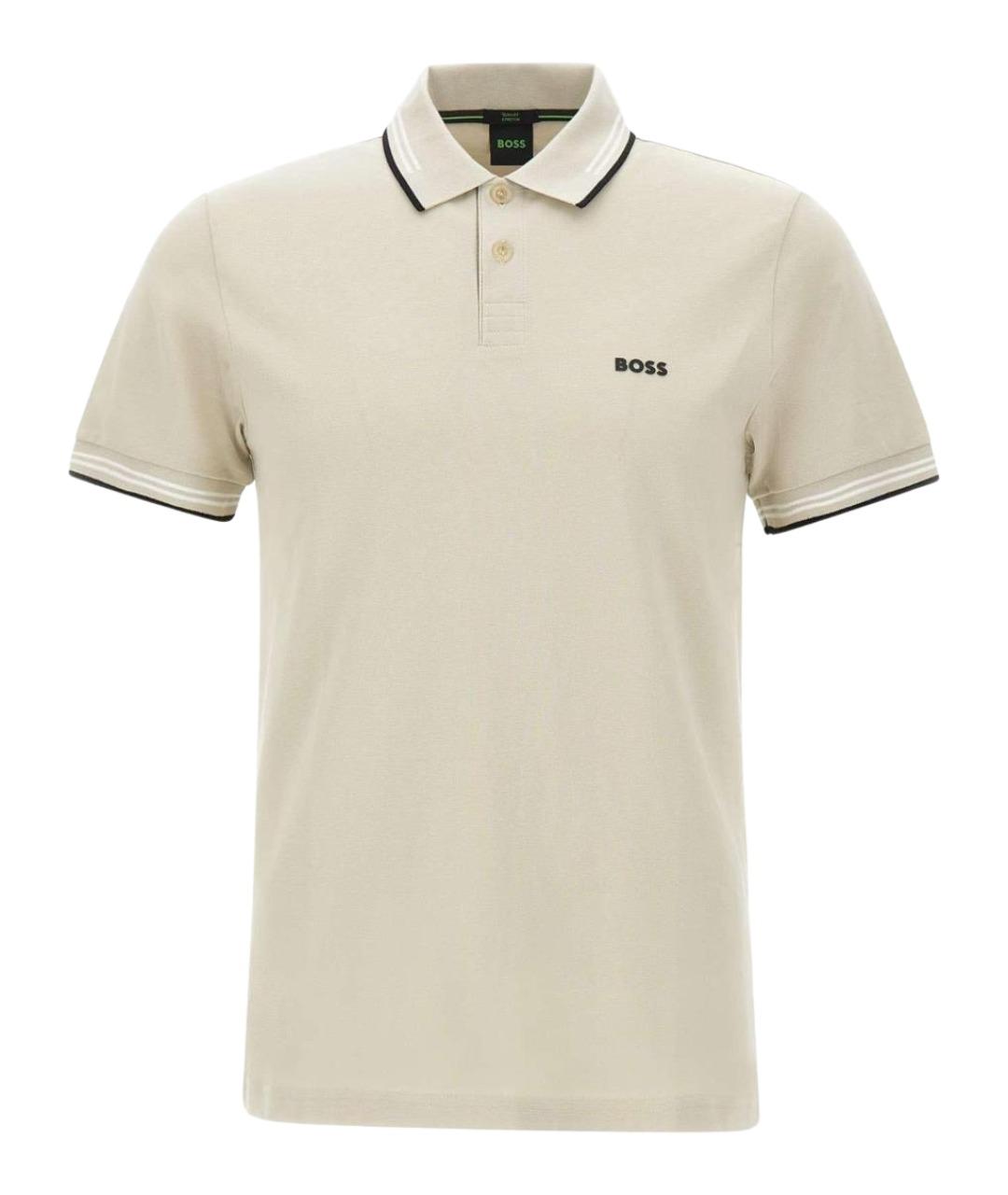 HUGO BOSS Бежевое хлопковое поло с коротким рукавом, фото 1