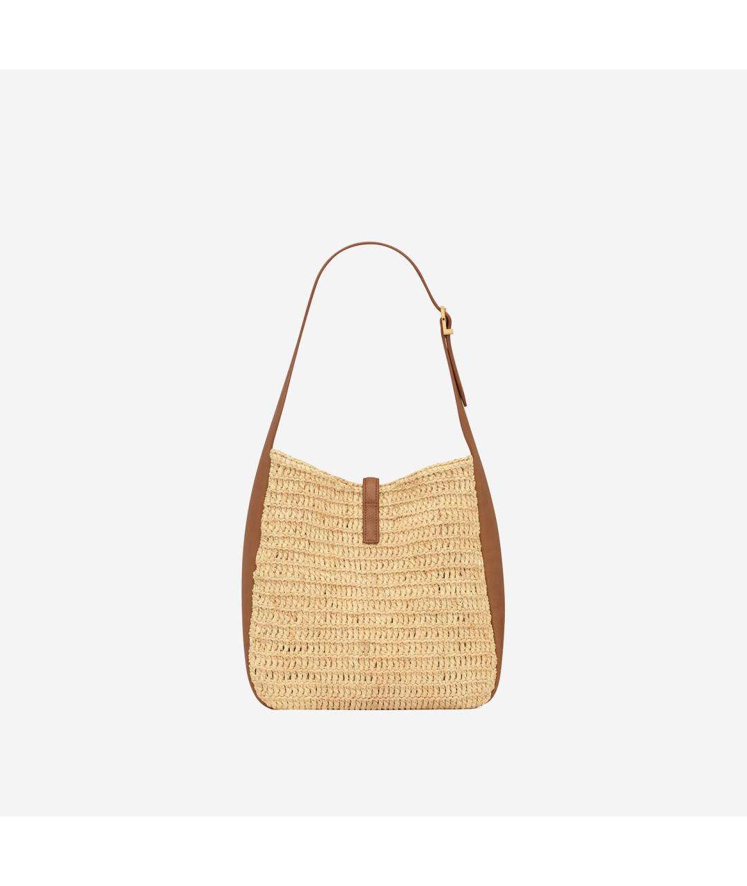 SAINT LAURENT Бежевая пелетеная сумка через плечо, фото 4