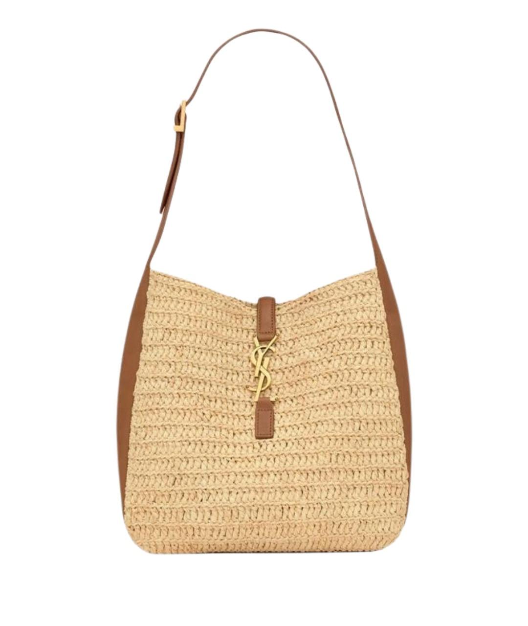 SAINT LAURENT Бежевая пелетеная сумка через плечо, фото 1