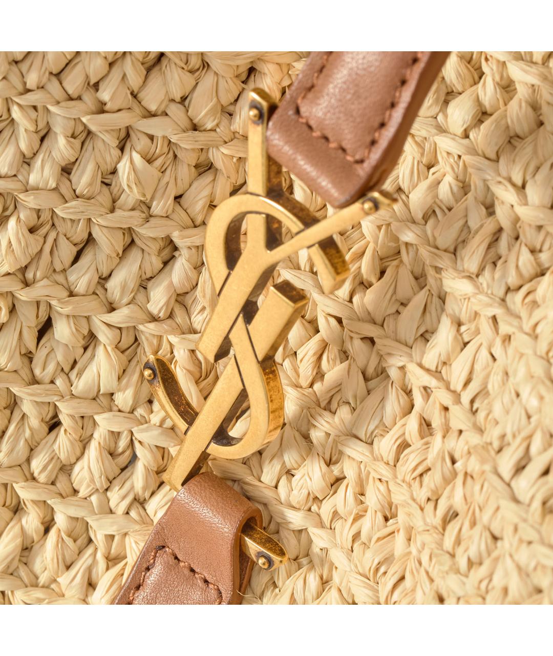 SAINT LAURENT Бежевая пелетеная сумка через плечо, фото 5