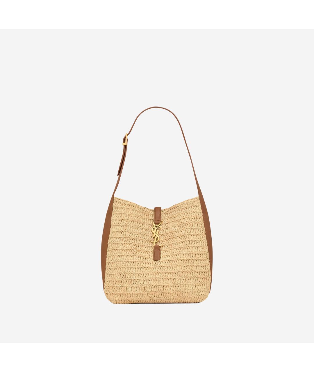 SAINT LAURENT Бежевая пелетеная сумка через плечо, фото 6