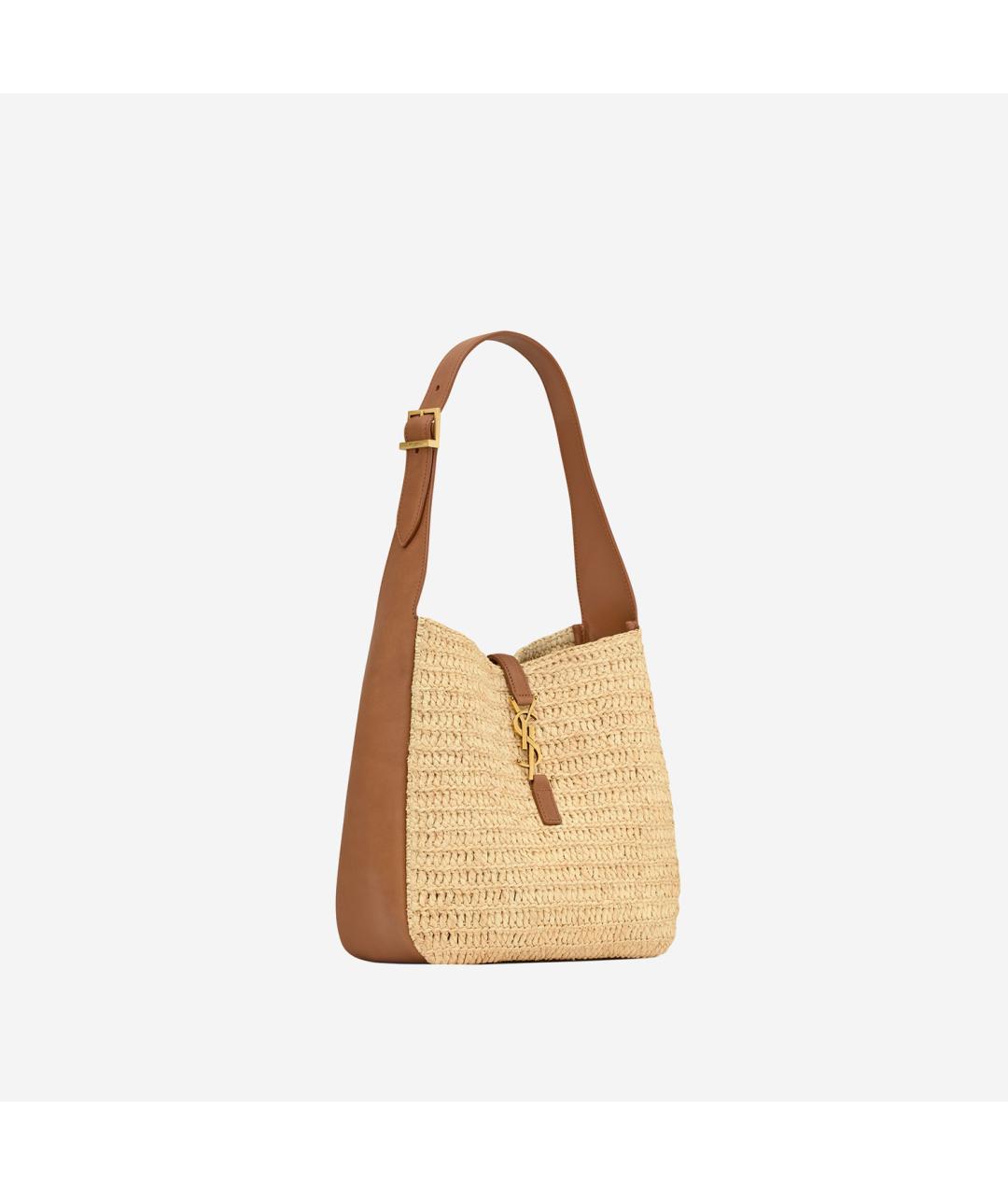 SAINT LAURENT Бежевая пелетеная сумка через плечо, фото 3