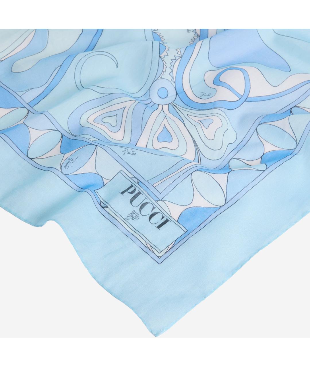 EMILIO PUCCI Голубой хлопковый шарф, фото 2