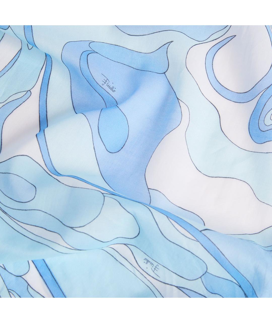 EMILIO PUCCI Голубой хлопковый шарф, фото 3