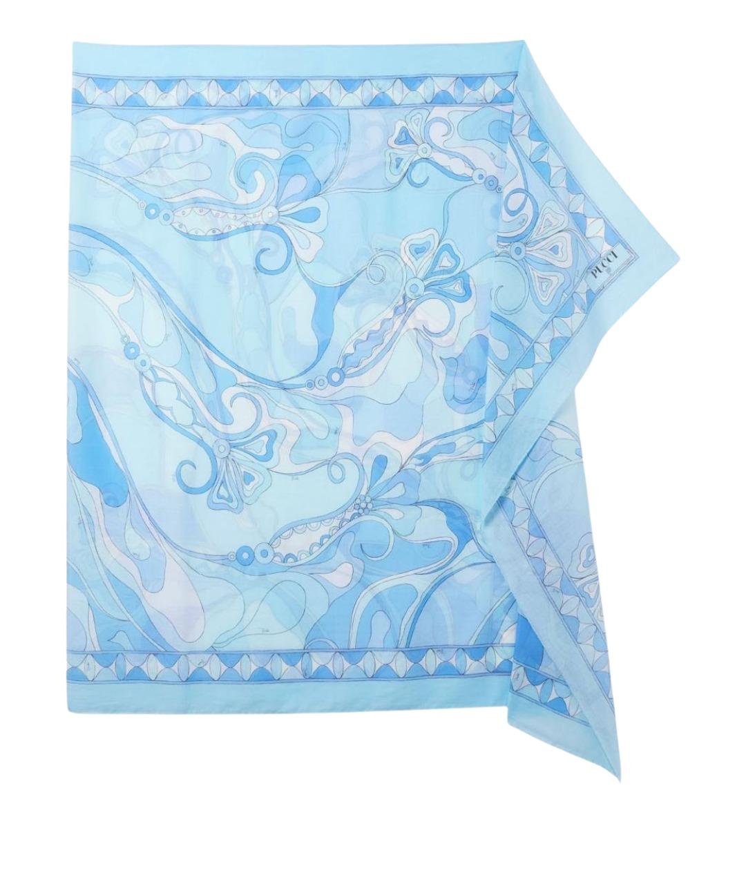 EMILIO PUCCI Голубой хлопковый шарф, фото 1