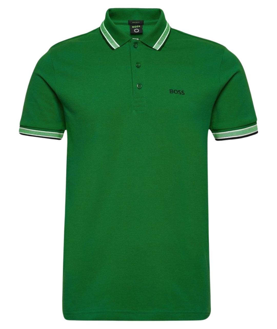 HUGO BOSS Зеленые хлопковое поло с коротким рукавом, фото 1