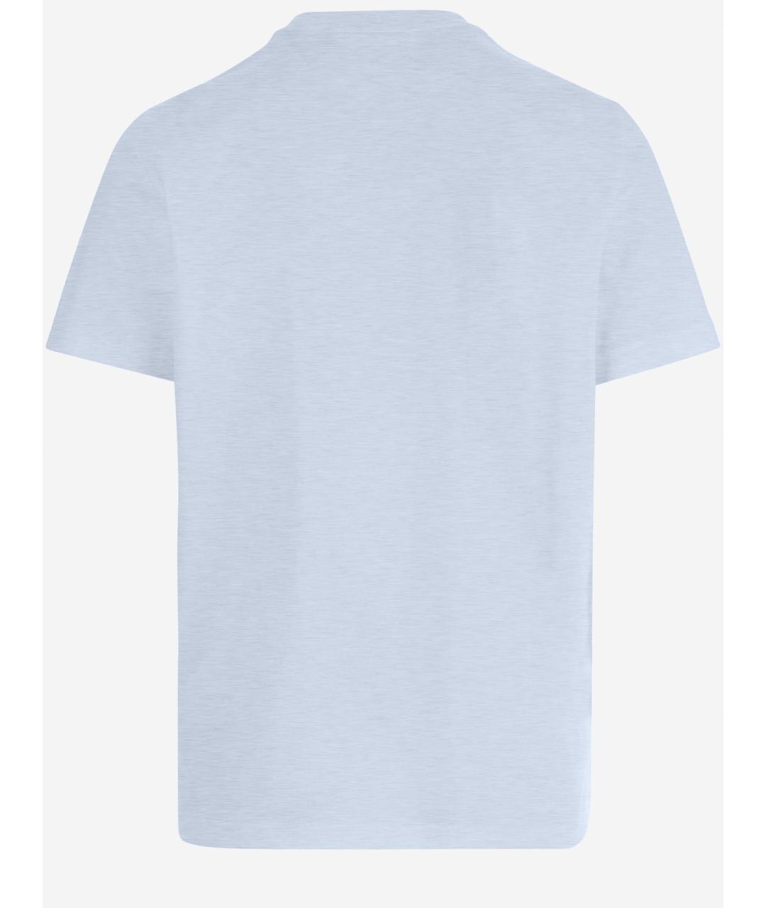 MONCLER Голубая хлопковая футболка, фото 2