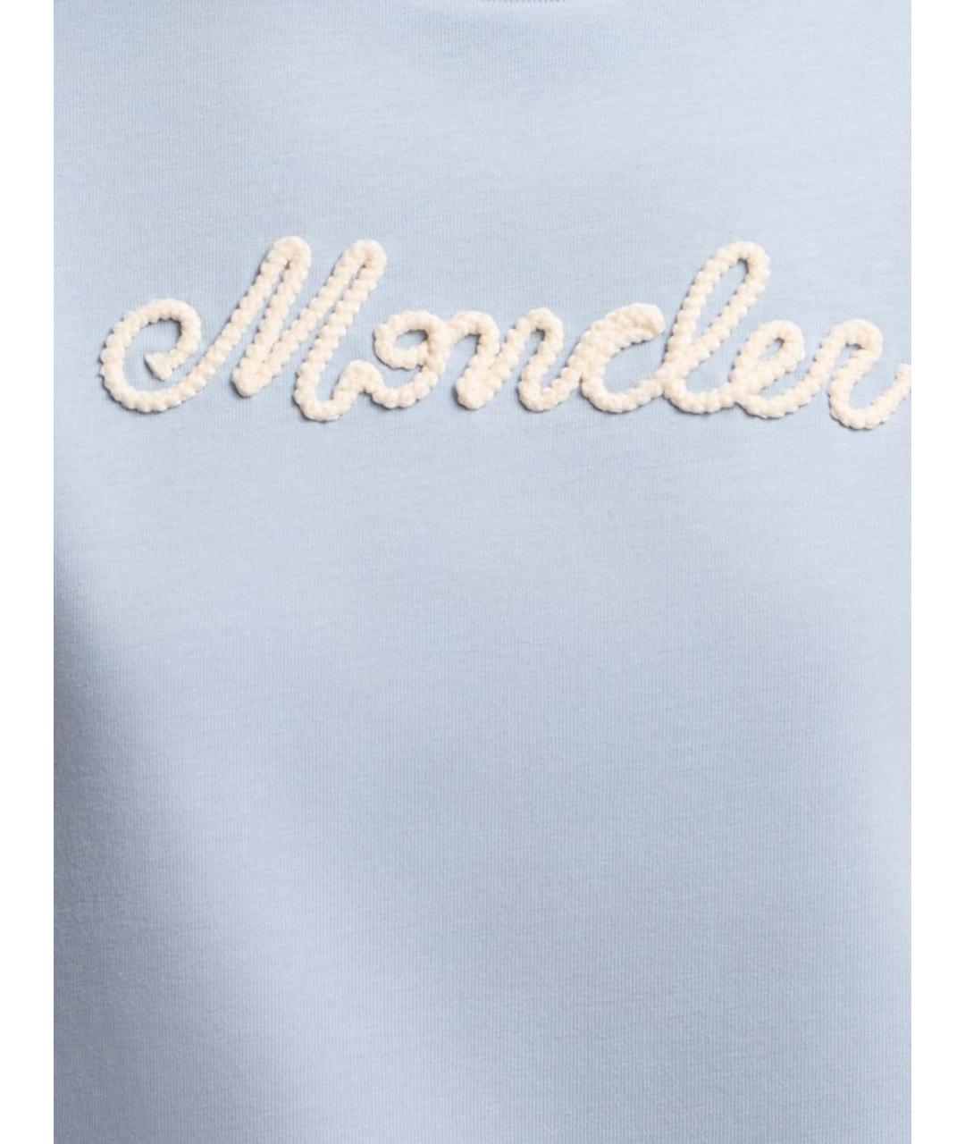MONCLER Голубая хлопковая футболка, фото 3
