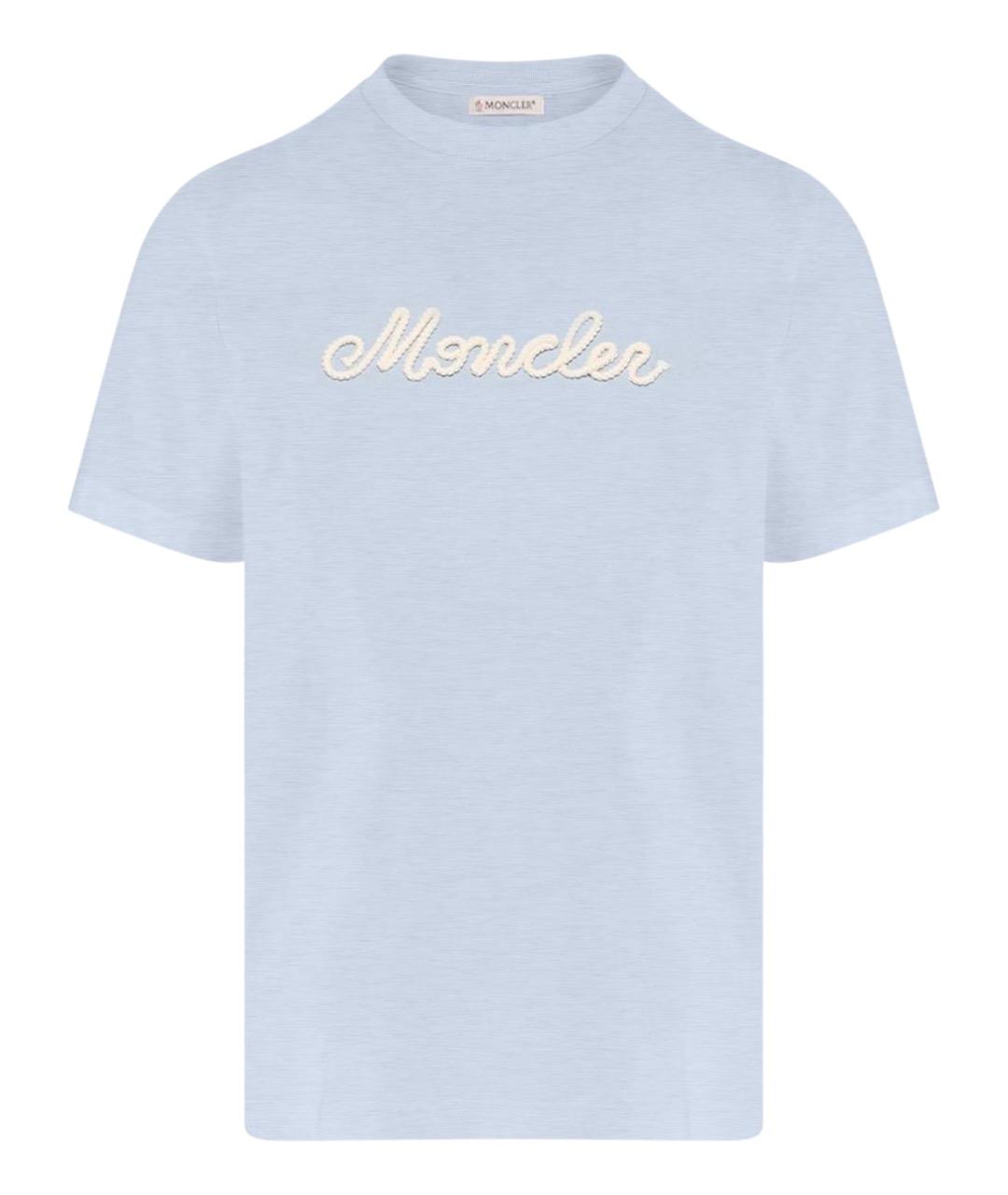 MONCLER Голубая хлопковая футболка, фото 1