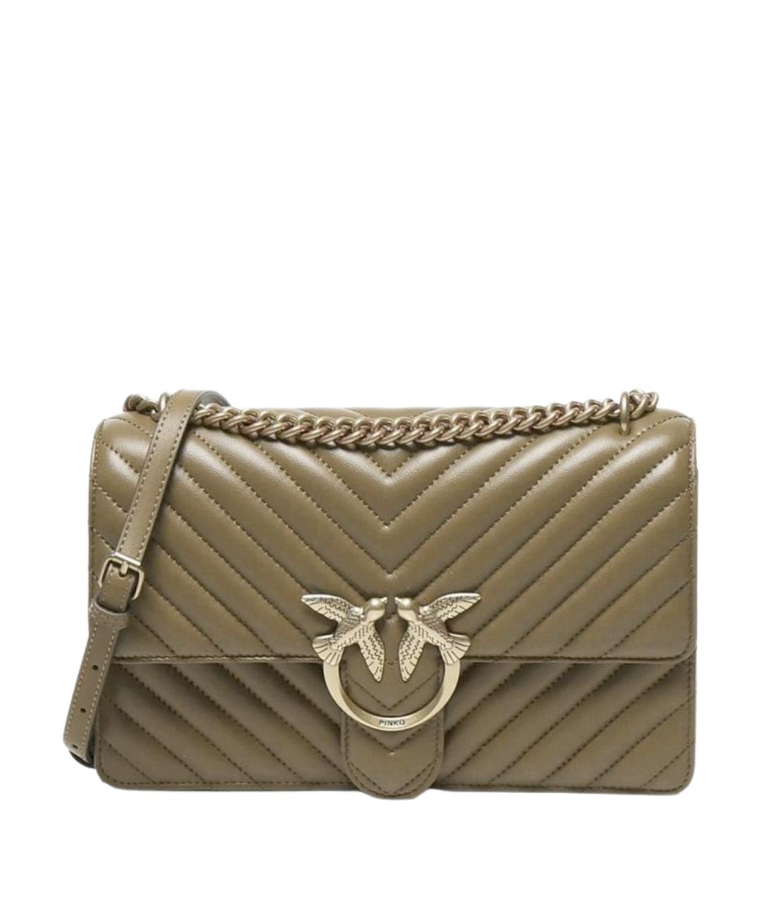 PINKO Зеленая кожаная сумка через плечо, фото 1