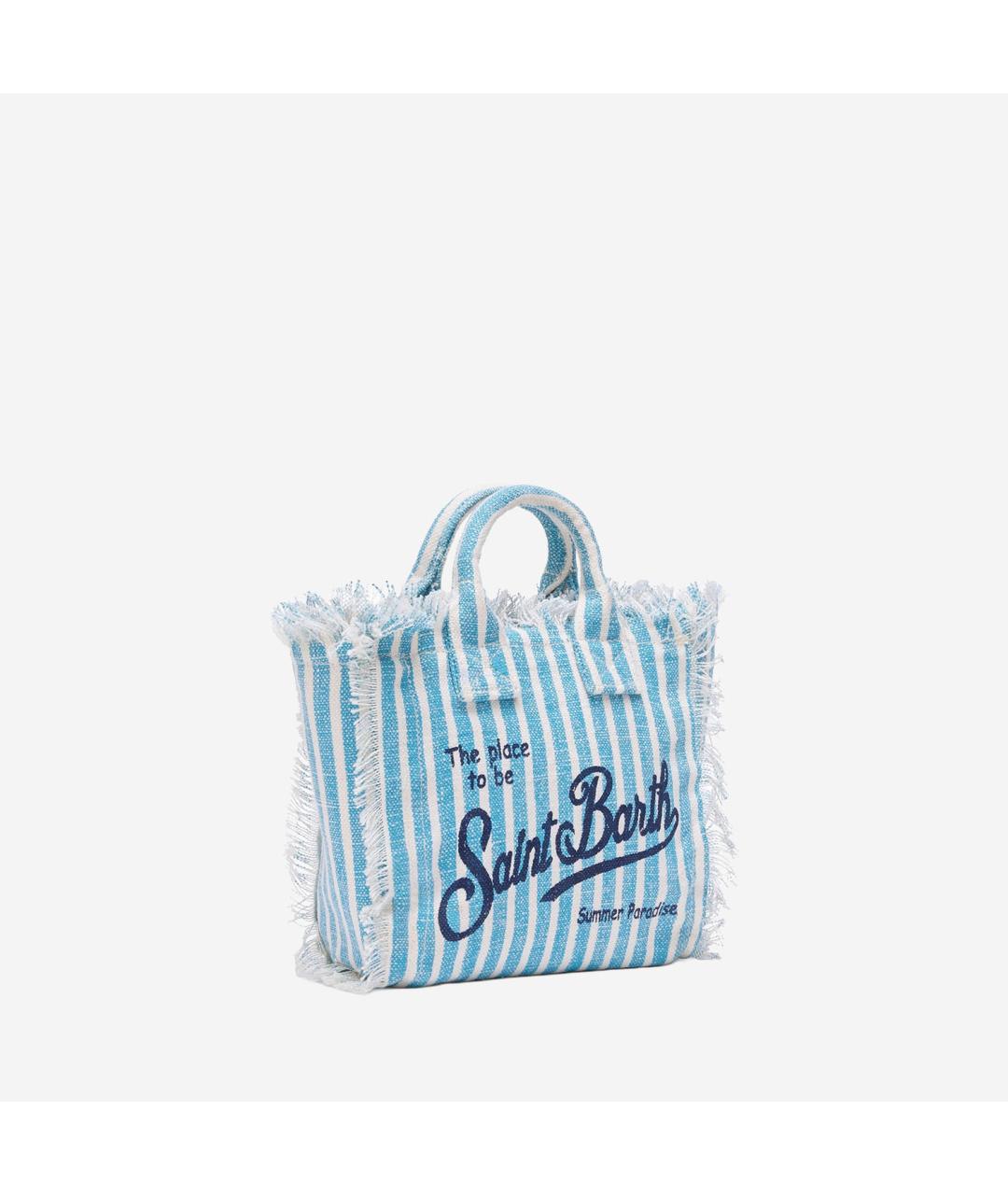 MC2 SAINT BARTH Голубая тканевая сумка тоут, фото 2