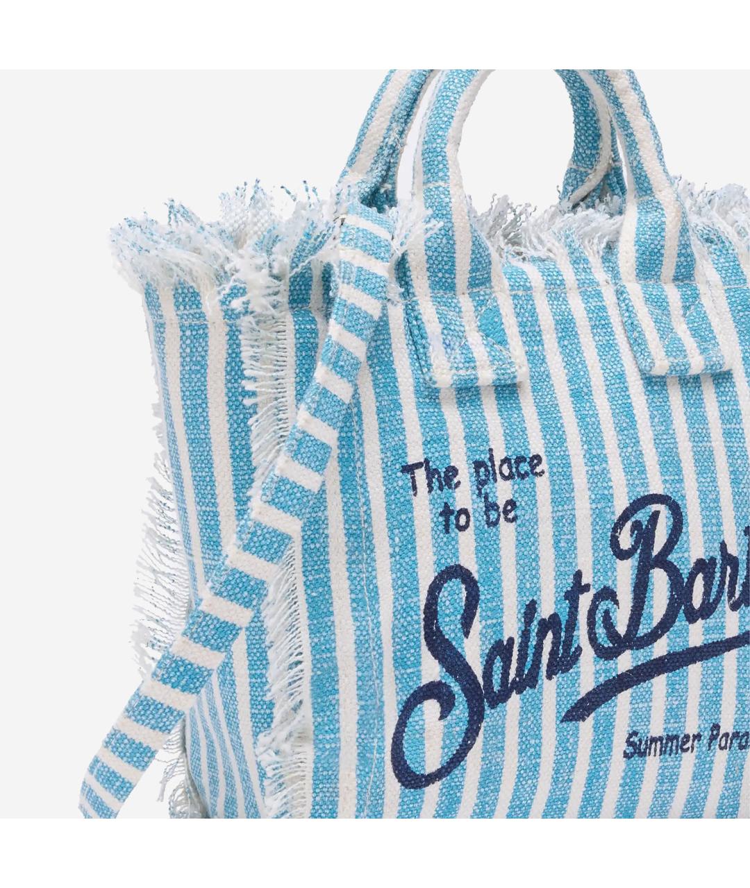 MC2 SAINT BARTH Голубая тканевая сумка тоут, фото 4