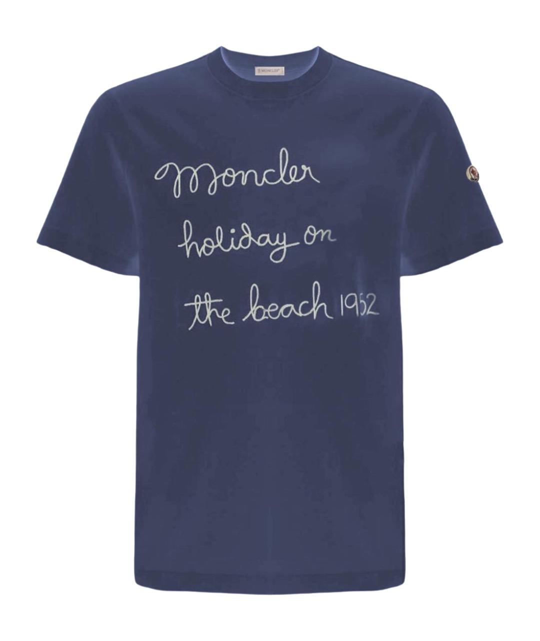 MONCLER Синяя хлопковая футболка, фото 4