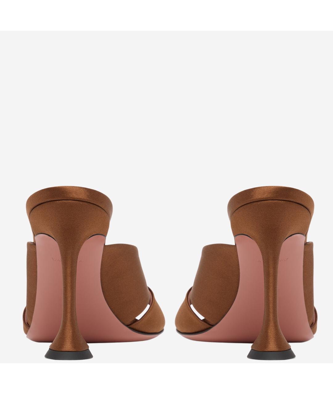 Amina Muaddi Коричневые текстильные мюли, фото 4