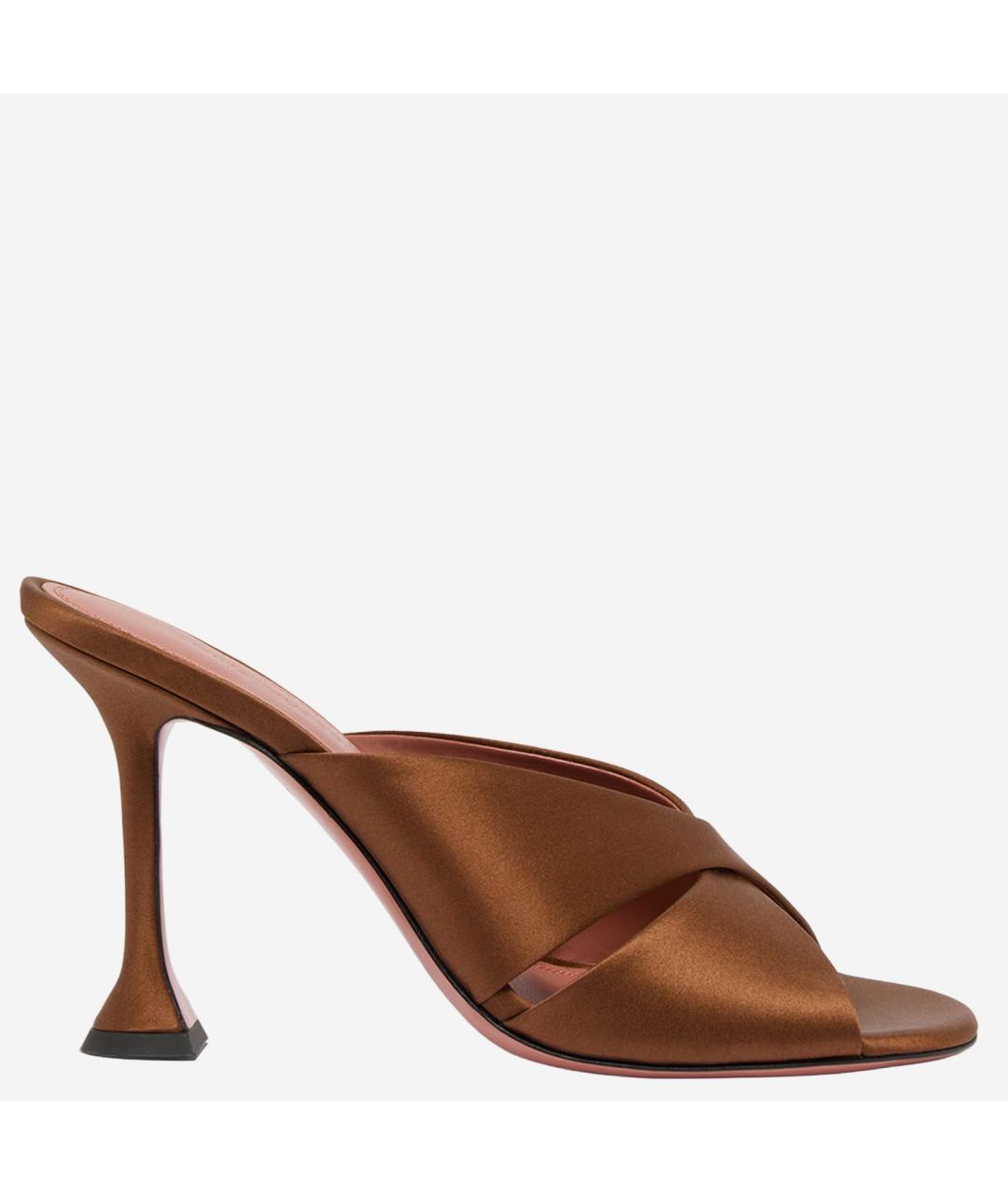 Amina Muaddi Коричневые текстильные мюли, фото 6
