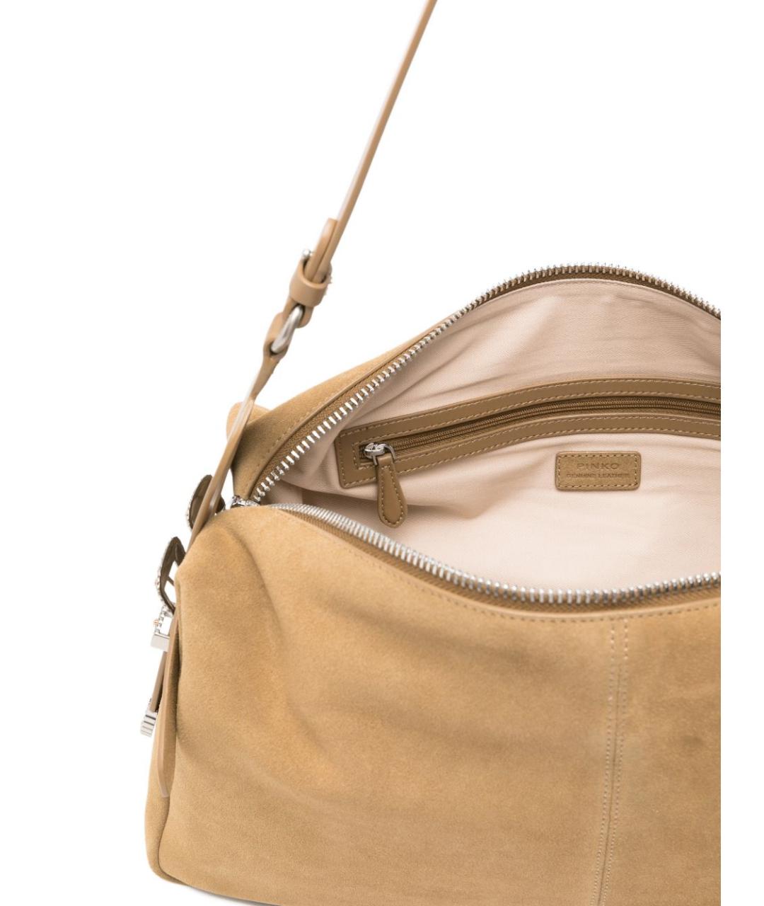 PINKO Бежевая кожаная сумка через плечо, фото 2