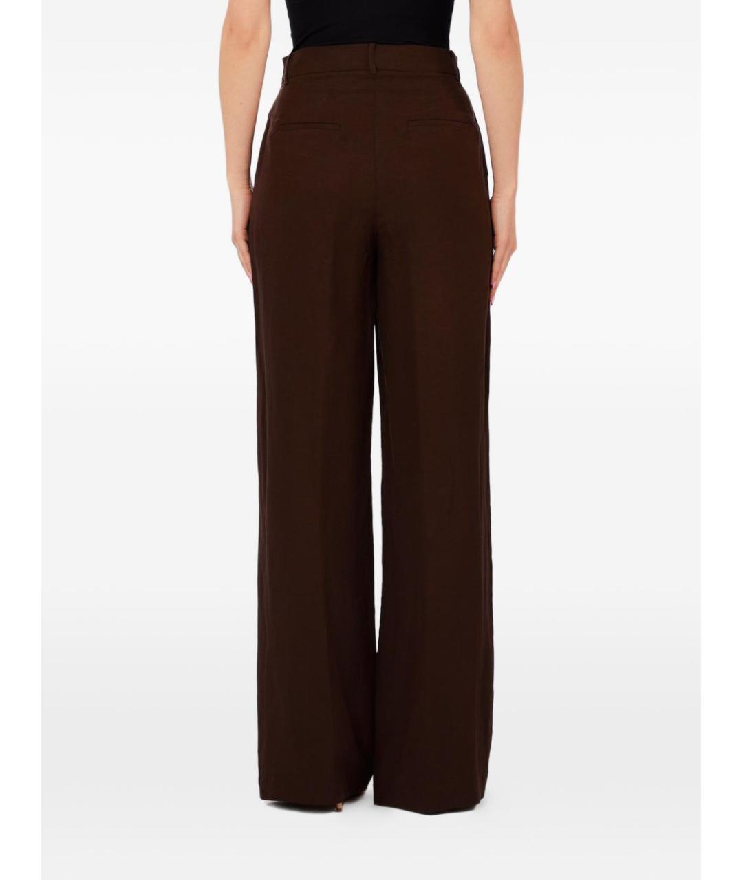 LIU JO Коричневые льняные прямые брюки, фото 3
