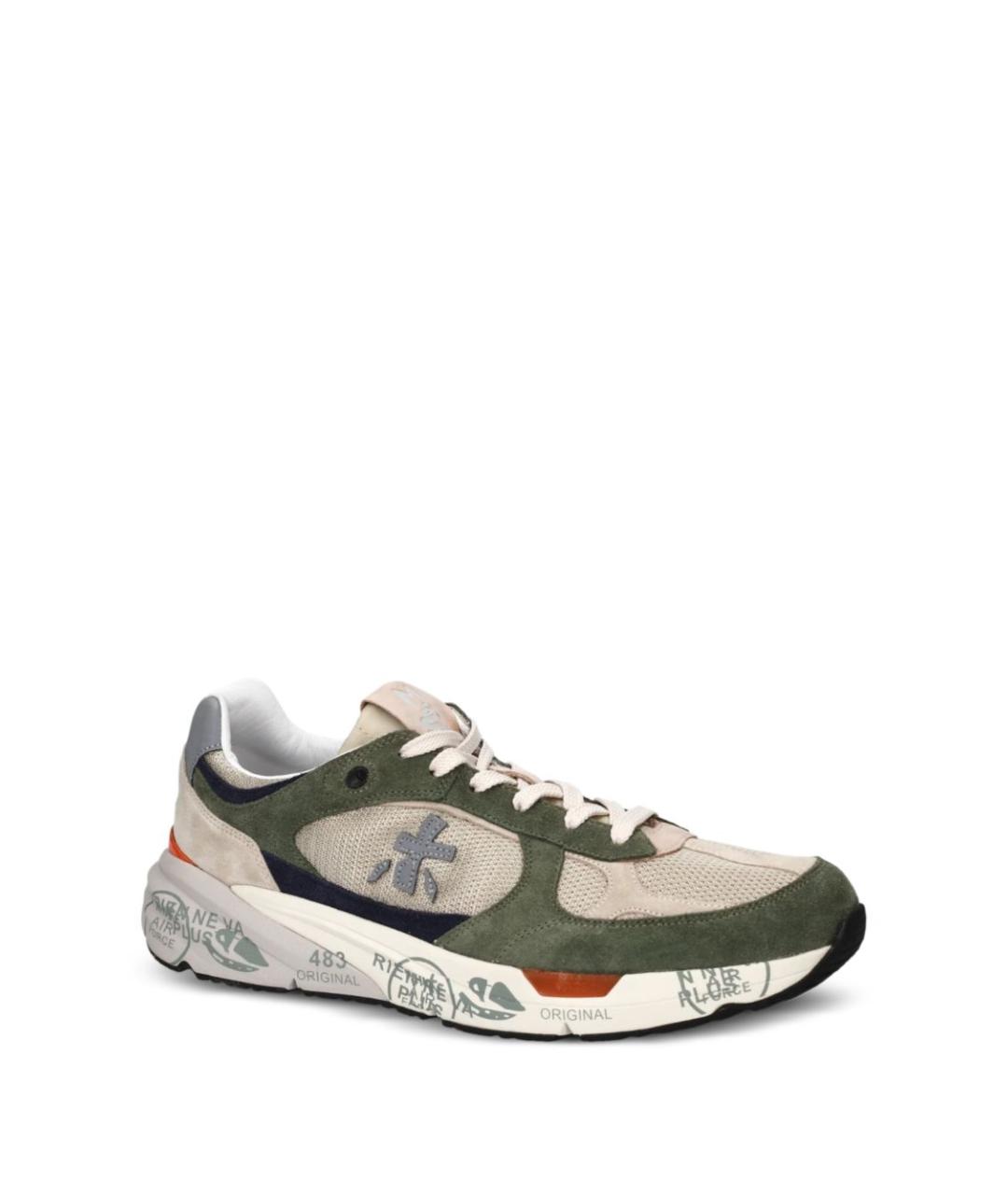 PREMIATA Зеленые текстильные низкие кроссовки / кеды, фото 2