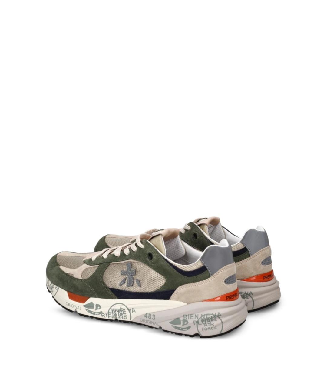 PREMIATA Зеленые текстильные низкие кроссовки / кеды, фото 3