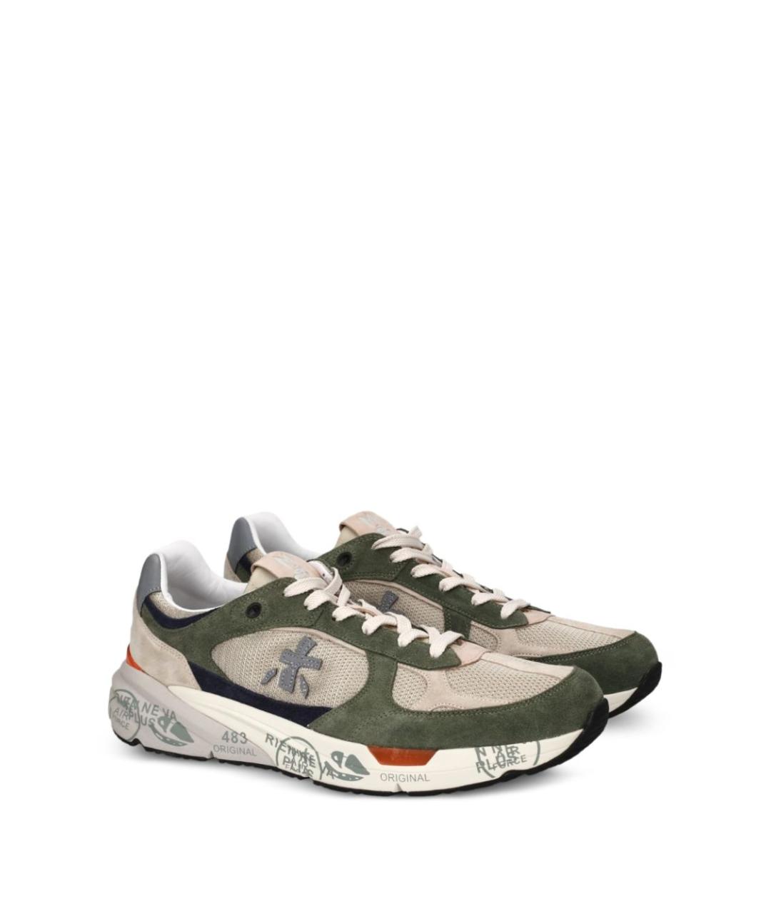 PREMIATA Зеленые текстильные низкие кроссовки / кеды, фото 4