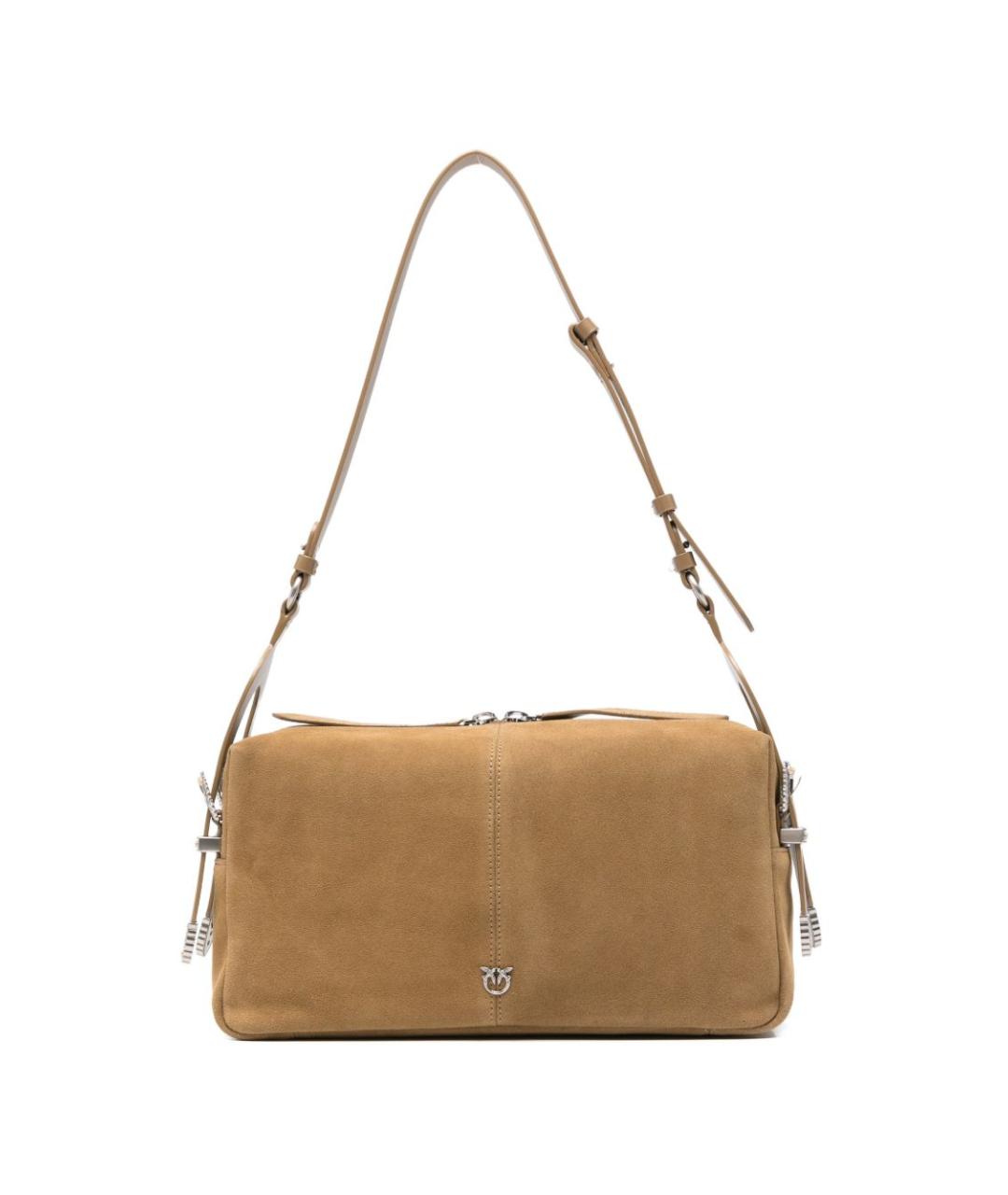 PINKO Коричневая кожаная сумка через плечо, фото 1